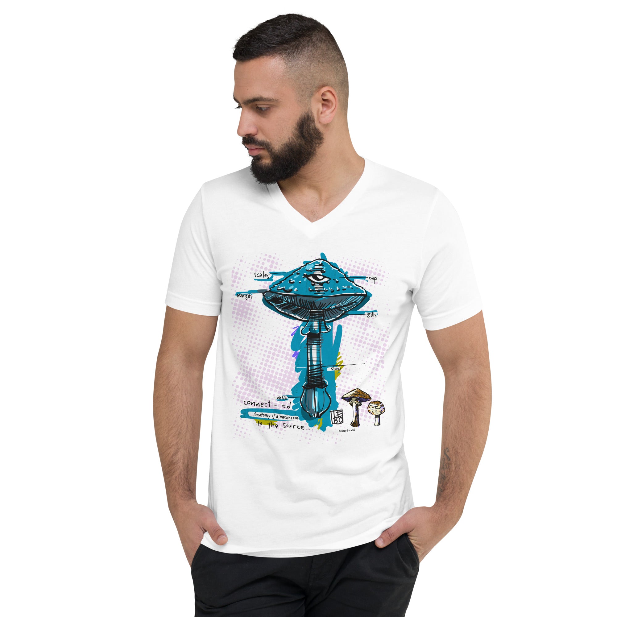 Connected To The Source (Cascades) – Lebo Unisex Short Sleeve V-Neck T-Shirt